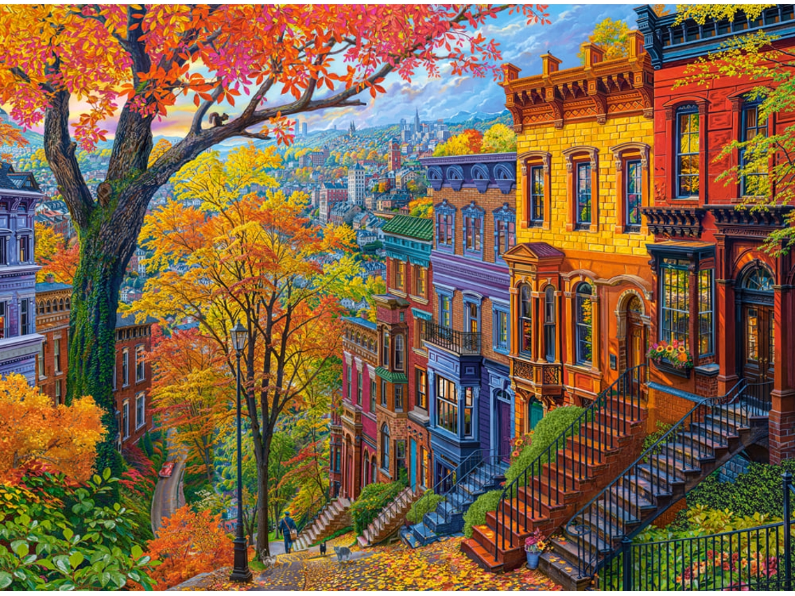 ¡Rompecabezas de 3000 piezas Castorland Autumn City Hill para divertirte!