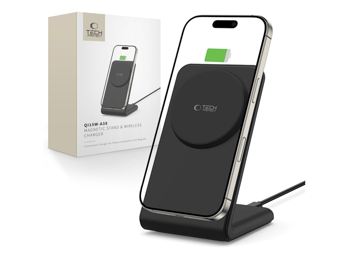 Cargador Inalámbrico Magnético Tech-protect Qi15w-a38 Magsafe Negro