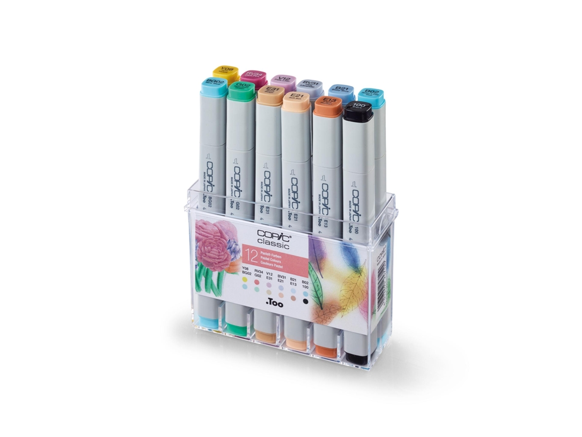 Caixa Copic Rotulador 12Pzs Tons Pastel