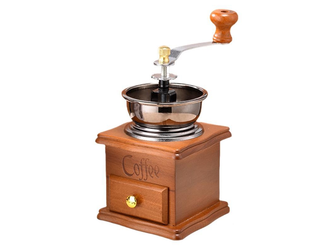 Esta cafetera manual compacta, retro y de color claro también funciona como molinillo manual de café. Sfushos