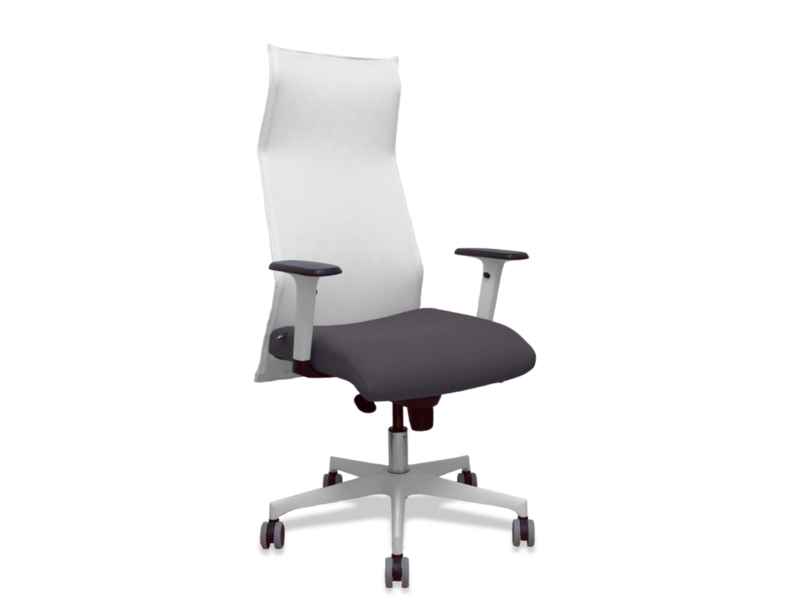 Sillón Albacete Con Mecanismo Sincro Tapizada Con Tela Color Gris Oscuro Y Malla Color Blanco