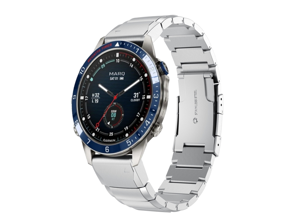 Pulseira para Garmin Marq Captain Gen 2 - Aço inoxidável - Estampa de capacete Tartaruga (22 mm) Preta