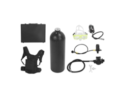 Kit portátil de tanque de oxígeno para buceo de 2 litros para mochila - Negro