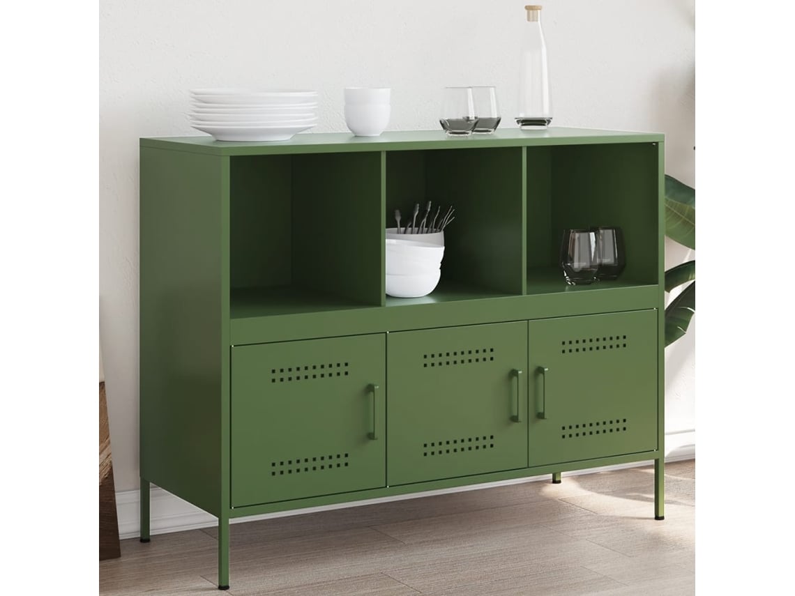 Aparador Acero Verde Oliva 100,5x39x79 Cm