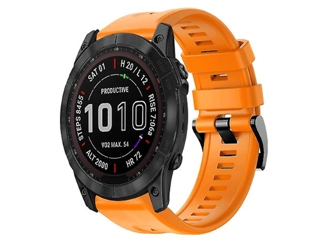 Correa para Garmin Fenix 7x Hebilla de metal Color sólido Correa de reloj de silicona naranja VENISYMLIS