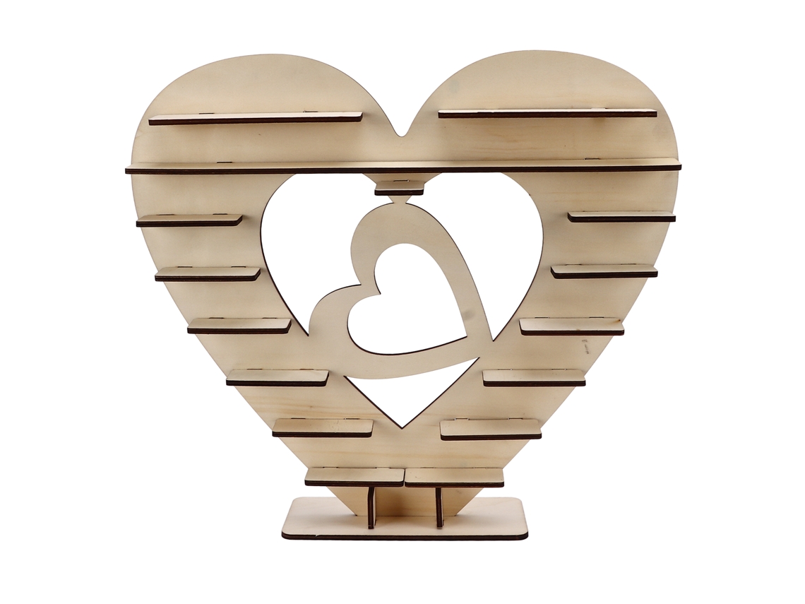 Soporte De Chocolate De Madera Con Forma De Corazón, Ecológico: Fácil De Montar, Duradero Y Reutilizable Para Fiestas Y Bodas.