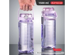 Botella deportiva de 1.5 L, sin BPA, a prueba de fugas, fabricada en plástico. Mdug (morado)