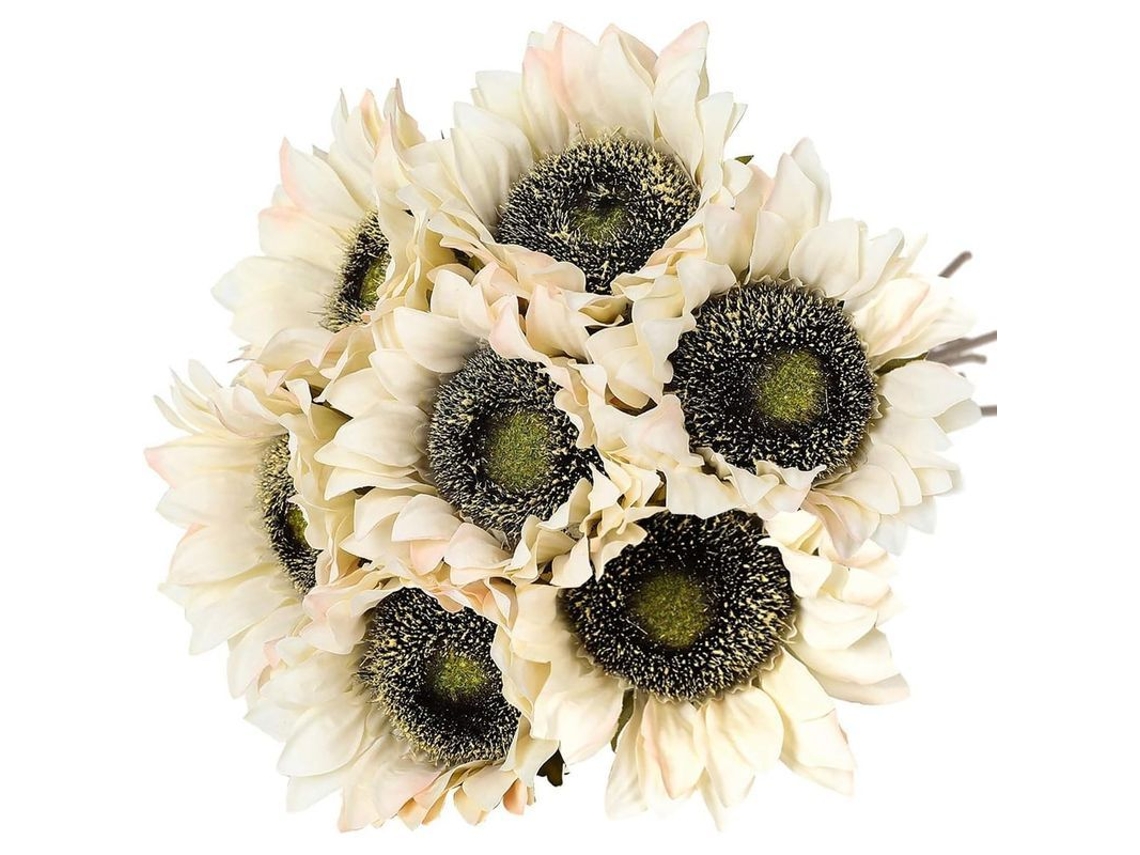 6 Girasoles Artificiales De Seda Estilo Vintage Con Tallos Largos