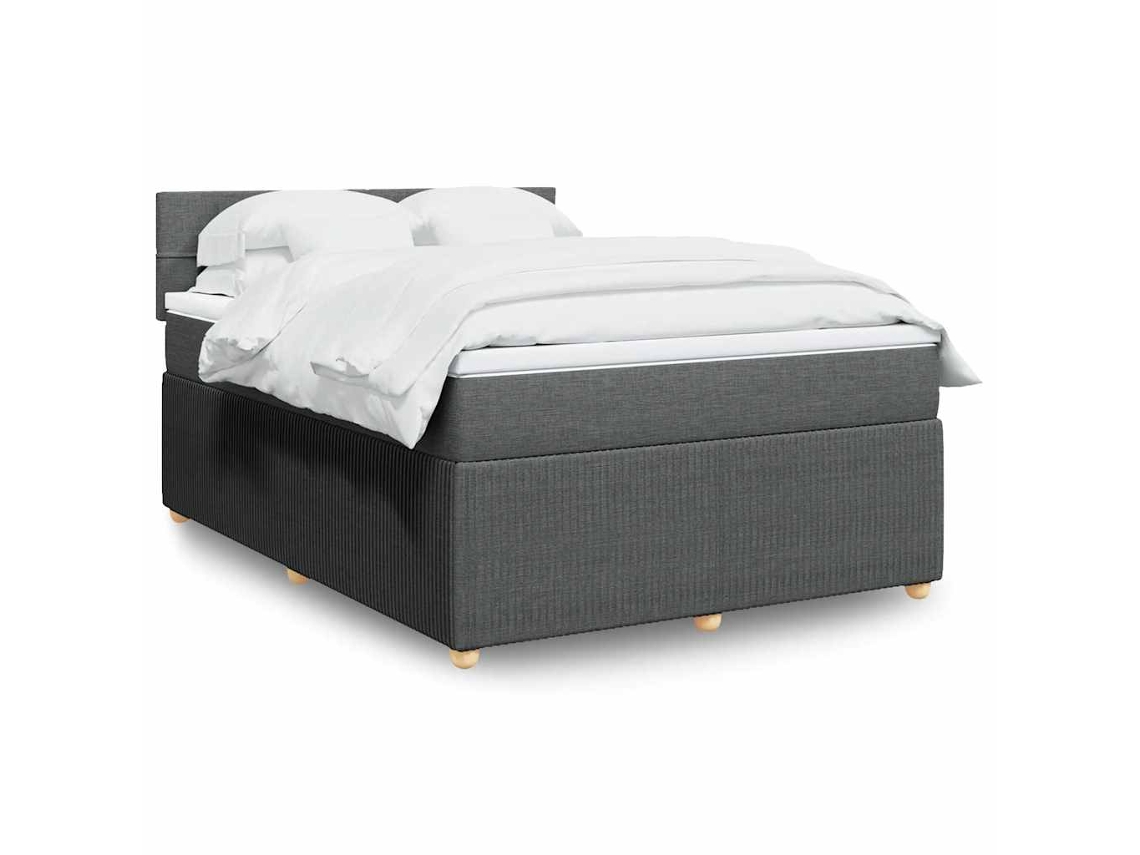 Cama box spring con colchón tela gris oscuro 160x200 cm