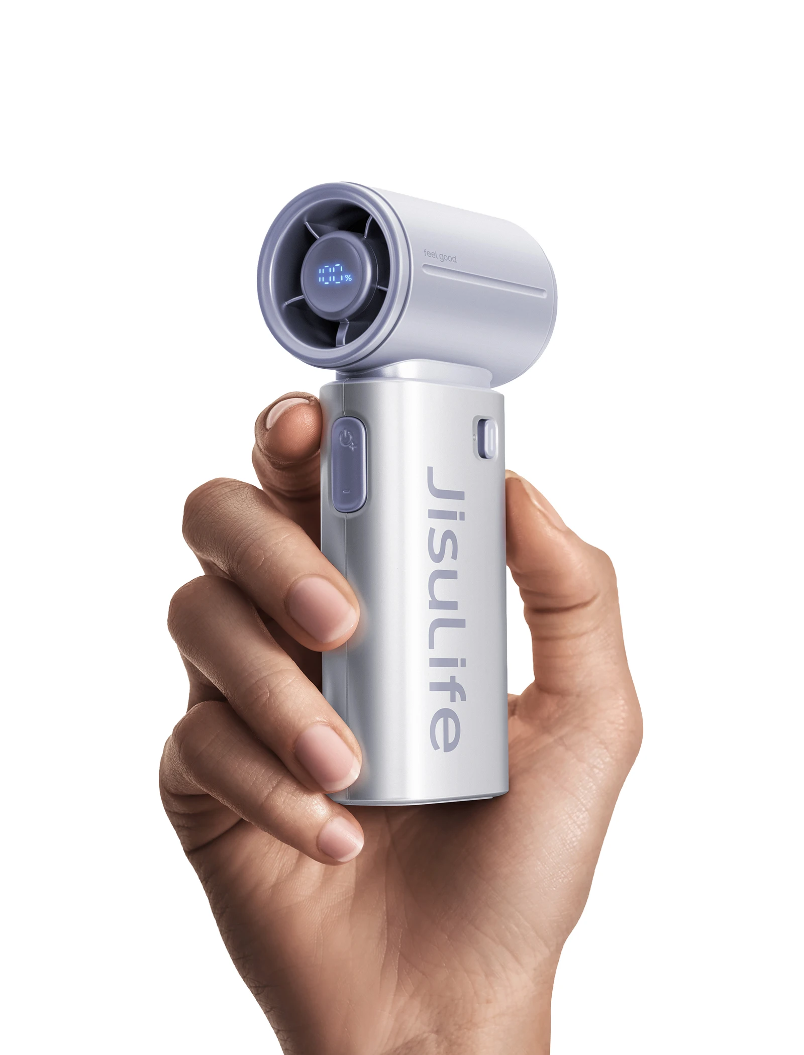 Ventilador portátil MDUG con potente flujo de aire y batería de 5000 mAh.