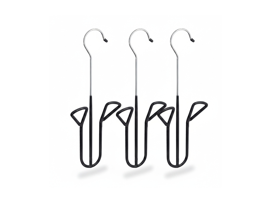 Relaxdays Perchas Para Zapatos, Set De 3 Unidades, Organizador Colgante Antideslizante, Hierro-pvc, 33,5x14x4 Cm, Negro