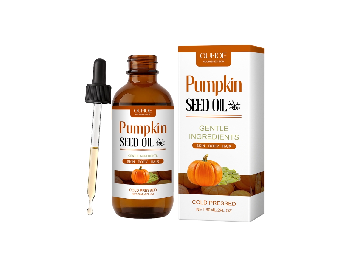 Aceite esencial para fortalecer las raíces del cabello con semillas de calabaza.
