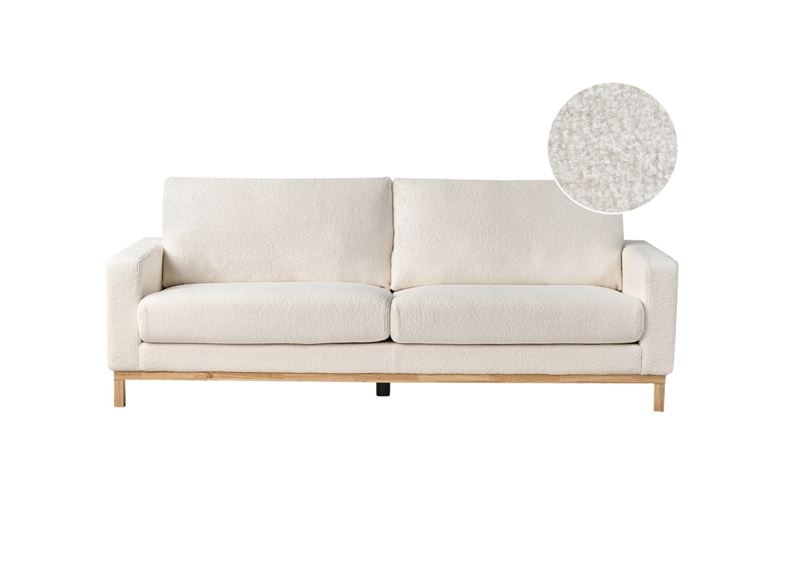 Sofá de 3 plazas BELIANI Siggard de Bouclé Blanco 217x92x84