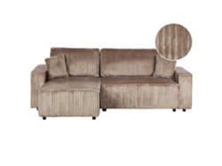 Sofá Convertible Acolchado Beliani Abacka de Cordón Marrón 247x147x90
