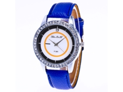 Reloj De Cuarzo De Moda Para Mujer Con Correa De Cuero Liso Azul Marino Y Manecillas Luminiscentes.