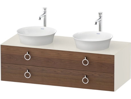 DURAVIT Tulip blanco, mueble de baño colgado en la pared, ancho 1300 x profundidad 550mm, con 2 cajones, con tirador, WT4993B