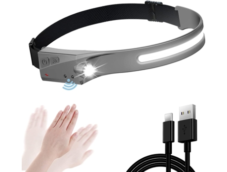 Vokida Lampes frontales Étanche Phare à Capteur Torche Frontale puissante COB XPE 5 Modèles USB Rechargeable LED Lampe Frontal, Camping, Lecture,