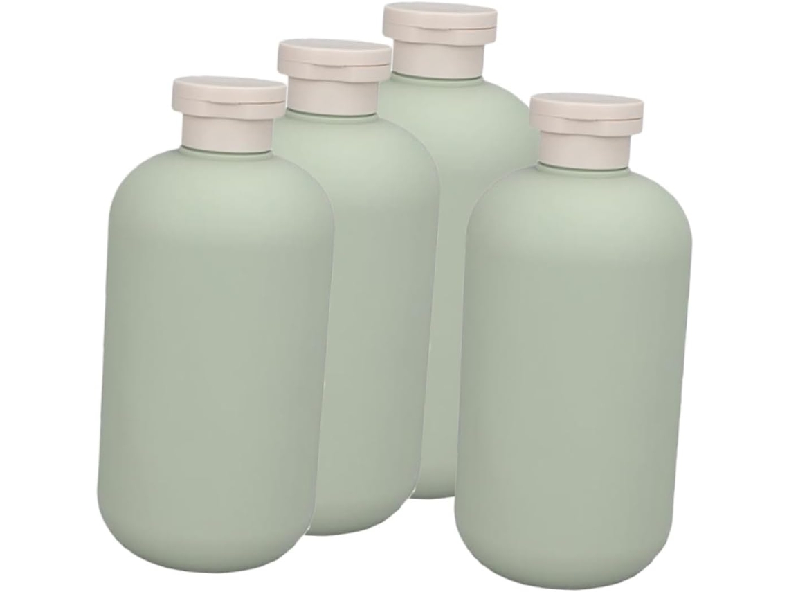 Juego De 4 Botellas Vacías Y Rellenables Para Champú Y Loción Con Tapas Para Líquidos.