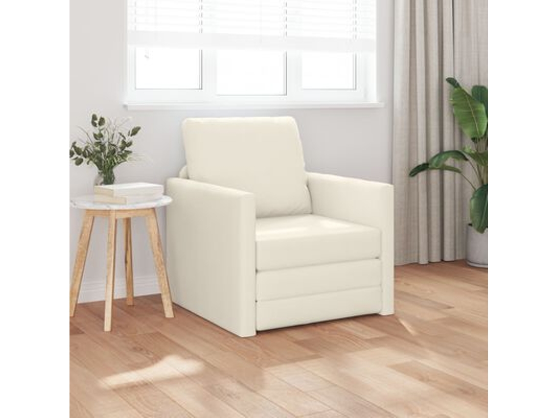 Sofá cama 2 en 1 color crema, 74 x 77 x 81 cm, terciopelo, WSD691438