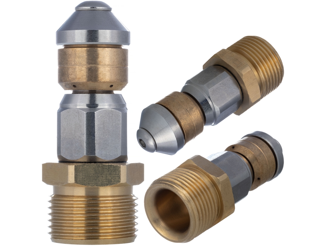 Boquilla rotativa M22 350 bar – Limpieza de tubos | Acero inoxidable y Laton | Presión máxima 350 bar
