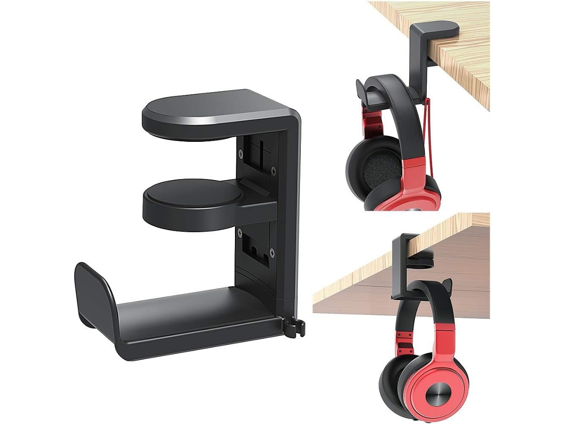 Soporte Negro 360° Con Clip Para Auricular Mesa Juegos