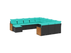 Maison Exclusive - Conjunto De Sofá De Jardín De 12 Piezas Con Cojines, De Poliratán Negro
