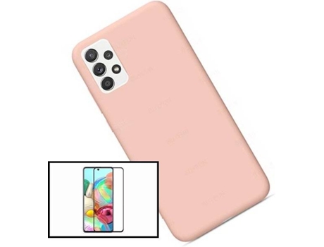 Carcasa + Protector Samsung Galaxy A52 5G PHONECARE Silicona Liquida Rosa