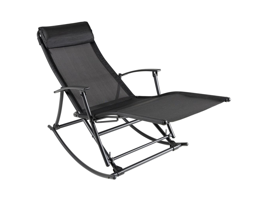 Mecedora de jardín DKD Home Decor de acero y textileno negro