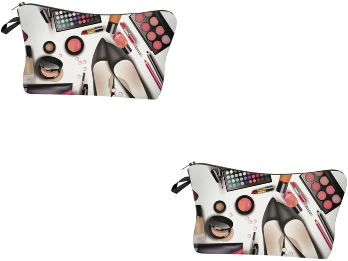 Neceser Portátil De 2 Piezas Con Estampado, Organizador Compacto De Cosméticos Para Viajes Y Uso.
