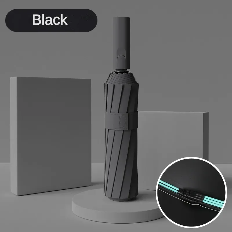 Paraguas Plegable Automático (negro) Resistente Al Viento Con 60 Varillas Reforzadas De Fibra De Vidrio.