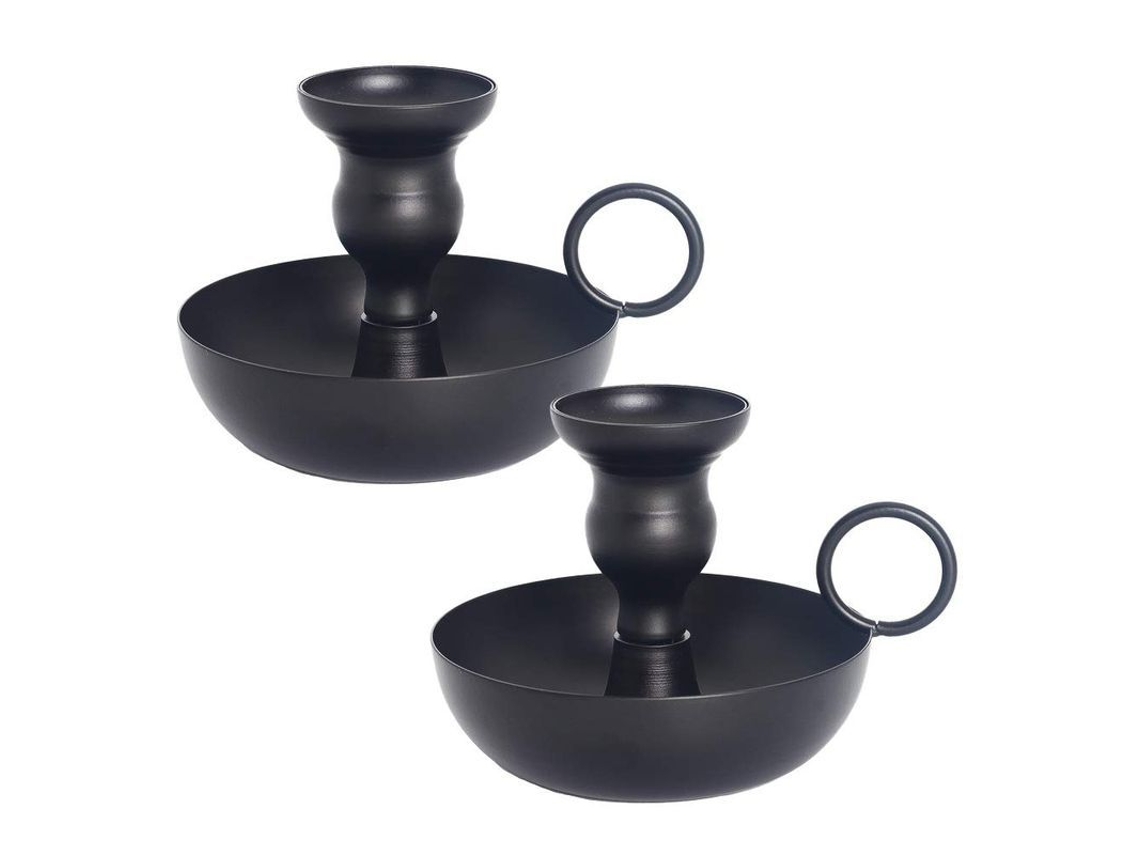 2026-soportes De Velas Taper Negros Linjou, Retro De Hierro Mate, Set De 2 Para Velas Tapered
