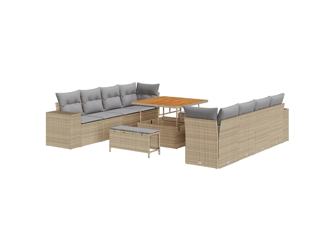 Maison Exclusive - Conjunto De Sofá De Jardín Con Cojín 11 Pcs Beige Y Gris Claro