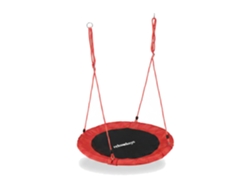 Relaxdays Columpio Jardín Nido De Altura Ajustable Para Niños Y Adultos, Hasta 100 Kg, Rojo, Ø 110 Cm