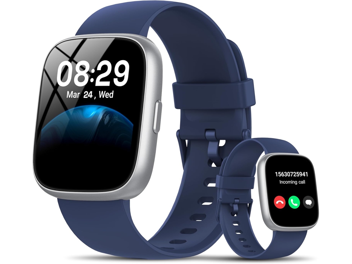 Smartwatch Azul Alexa Integrado 1,83 Llamada Bluetooth Monitor Latidos Sueño Estrés 110 Modos Deportivos Ip68