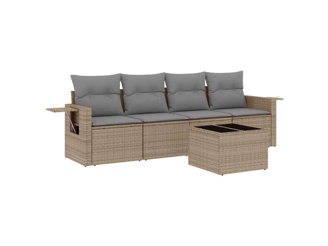Maison Exclusive - Juego De Sofás Jardín Con Cojines 5 Pzas Ratán Sintético Beige
