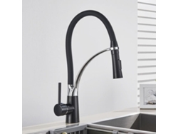Grifo De Fregadero De Cocina Negro Mate Con Caño Giratorio, Para Montaje Sobre Encimera.