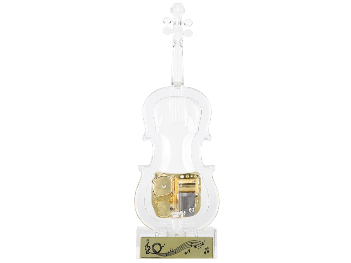 Caja de música Baok con forma de violonchelo y luces LED transparentes, regalo ideal para bodas y aniversarios.
