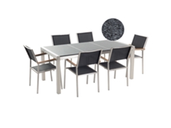 Conjunto de Jardín BELIANI Grosseto (Negro - Acero Inoxidable -90x180x87 cm)