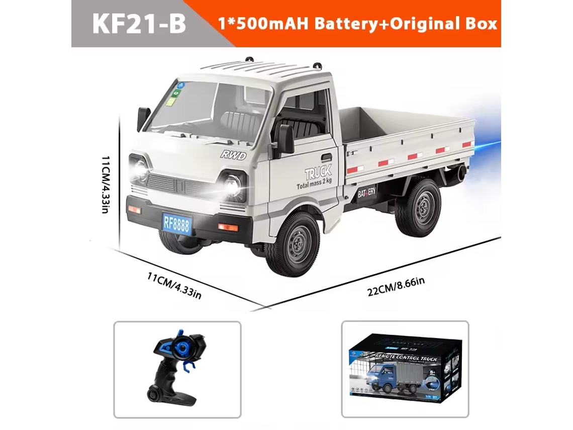 Coche RC Kf21 116 de 2,4 GHz que simula derrapes y escaladas, con spray y luces LED, juguete para niños, blanco. Aeuzwr