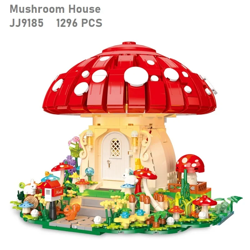 (jj9185) Modelo de casa hongo de la serie Street Scene, con 1296 piezas e iluminación.