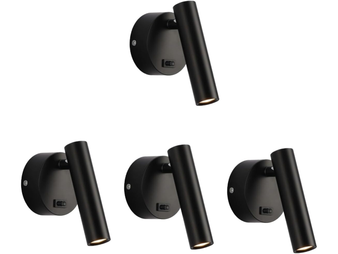 Juego de iluminación LED moderno de 4 piezas para dormitorio, negro SFUSHOS
