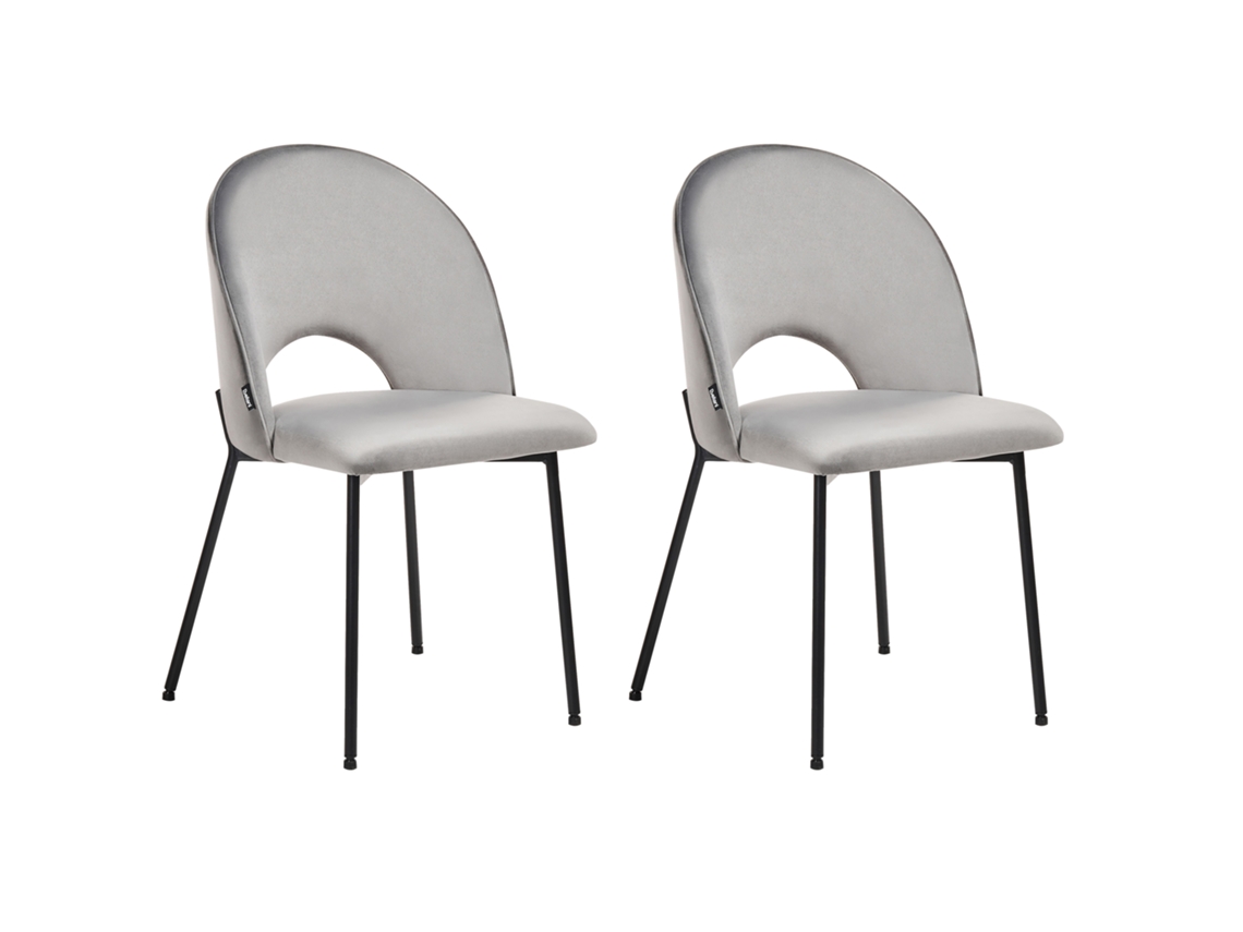 Conjunto de 2 cadeiras de refeição retro BELIANI Covelo de Veludo Cinzento 46x45x84
