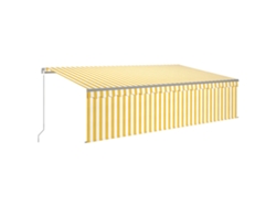 Toldo retráctil manual VIDAXL persiana y LED amarillo y blanco (5x3 m)