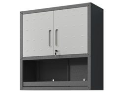 Armario De Herramientas Mural Con Puerta Con Cerradura, 1 Estante, 1 Cajón, Gris, 75x77x30cm
