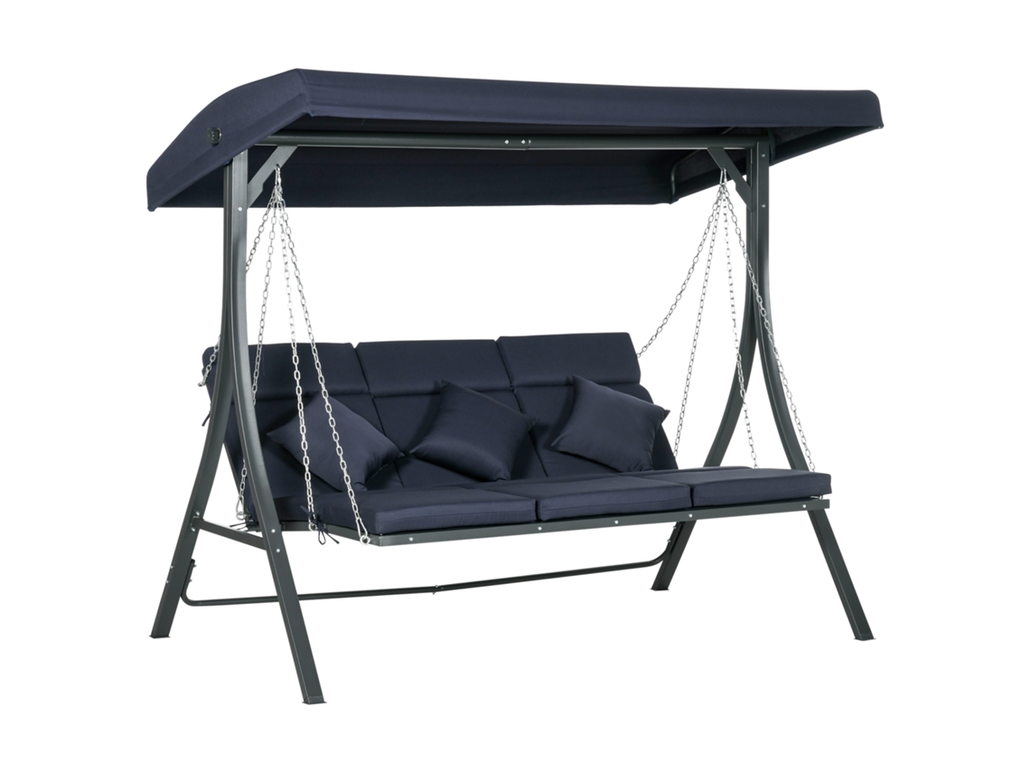 Columpio Estilo Hollywood, 3 Plazas, Funda De Cojín, Capacidad De 270 Kg.