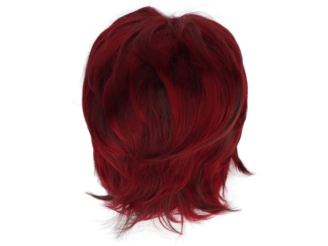 Peruca sintética curta e encaracolada vermelha 2026 para cosplay feminino, cabelo realista, ajustável, macia e confortável.