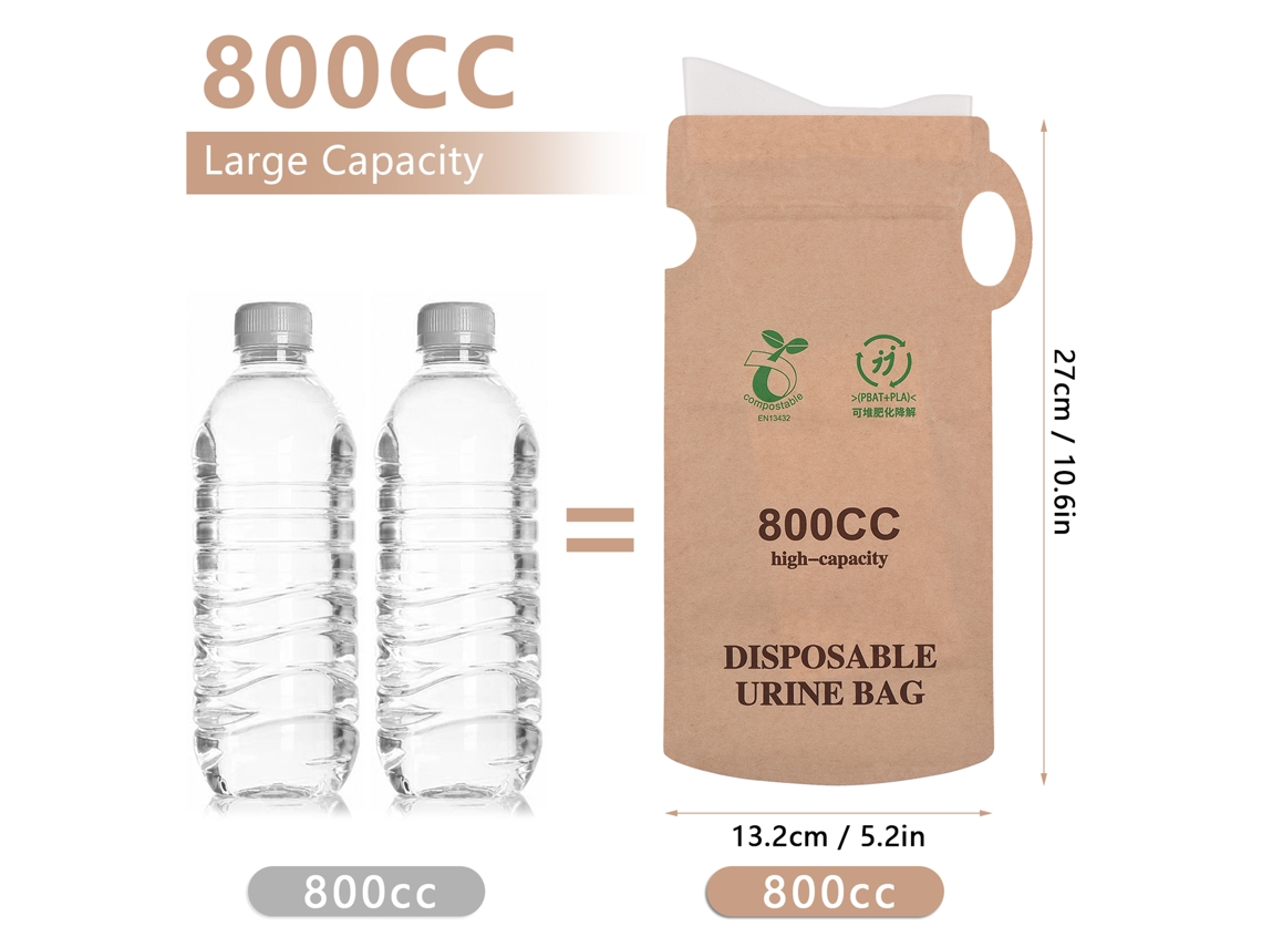 10 Bolsas Urinarias Desechables De Emergencia De 800 Cc Para Viajes, Acampadas Y Transporte - Unisex - A Prueba De Fugas
