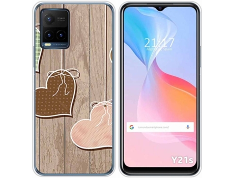 Carcasa Vivo Y21s / Y33s TUMUNDOSMARTPHONE Corazones Madera Multicolor