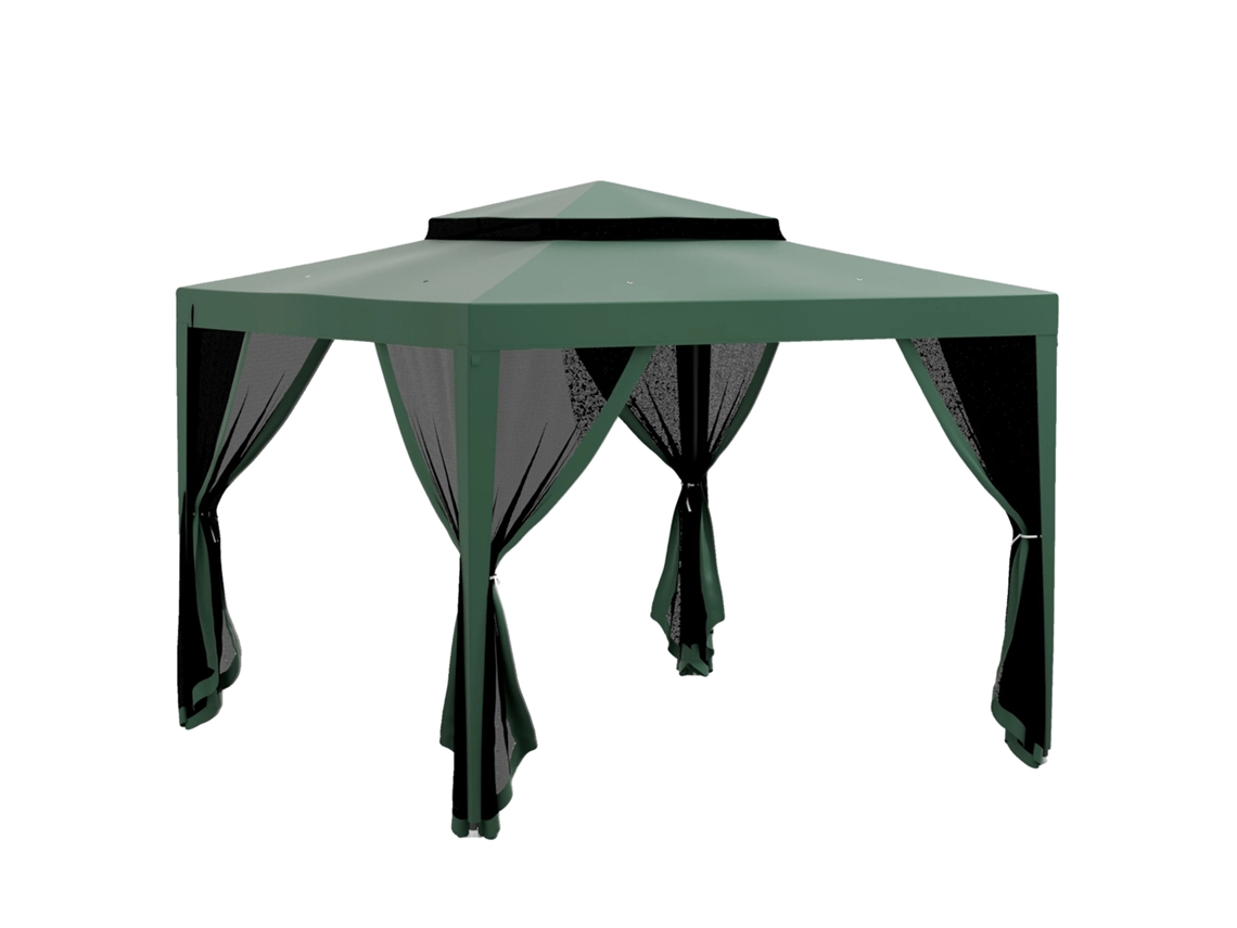 Tienda de jardín, mosquiteras desmontables, diseño de doble techo, verde