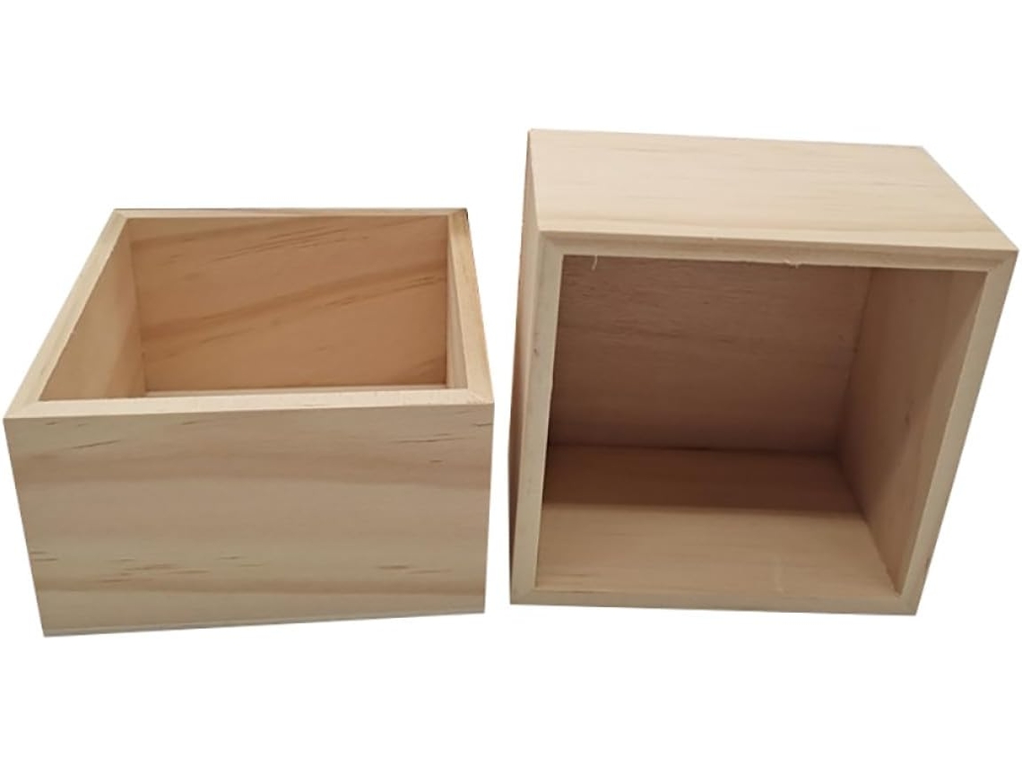 Juego De 2 Cajas De Almacenamiento De Madera Sintética Color Caqui, Estilo Rústico Y Que Ahorran Espacio.